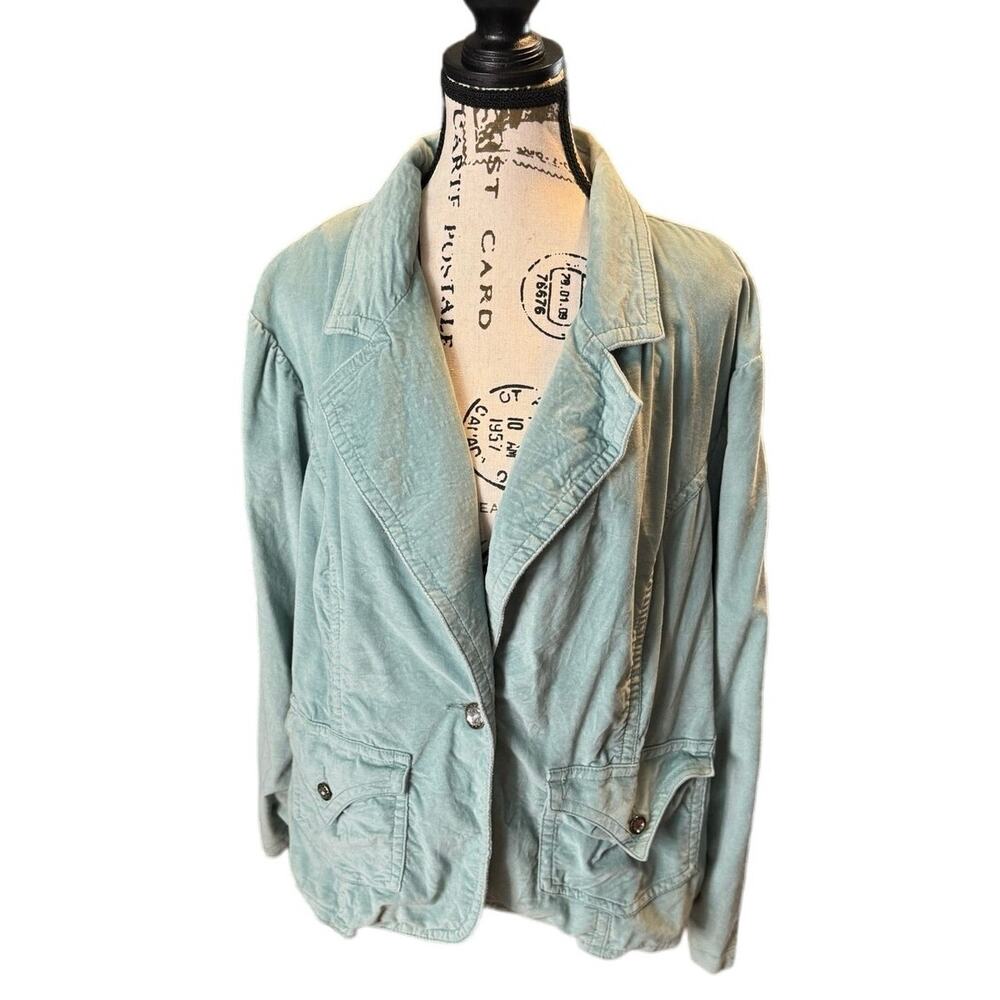 MIXIT stretch cotton spandex green short jacket  office casual women’s plus 1/X